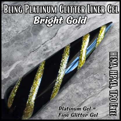 Bright Gold Platinum Glitter Liner Gel - HEMA, HPMA, TPO Free