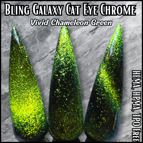 Galaxy Vivid Green Chameleon Cat Eye Chrome Pigment