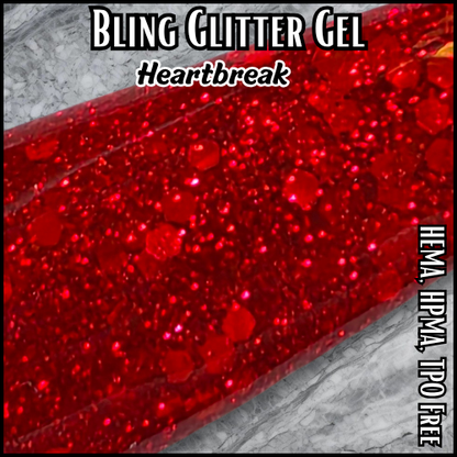 Heartbreak Red Glitter Gel - HEMA, HPMA, TPO Free
