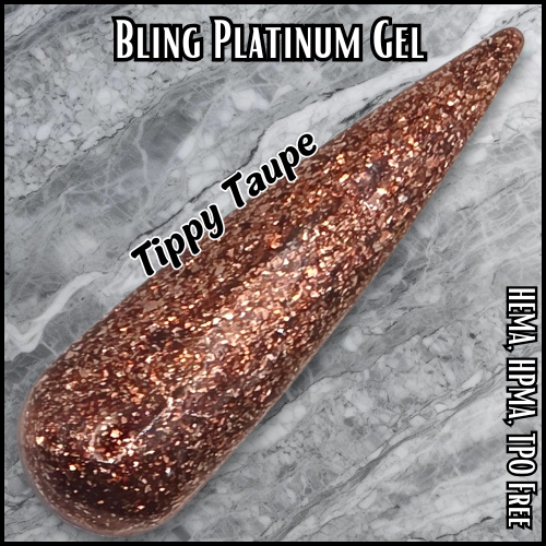 Tippy Taupe Platinum Fine Glitter Gel - HEMA HPMA TPO Free