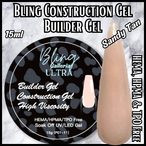 ULTRA Sandy Tan Construction Builder Gel - 15 ml Jar - HEMA, HPMA, TPO Free