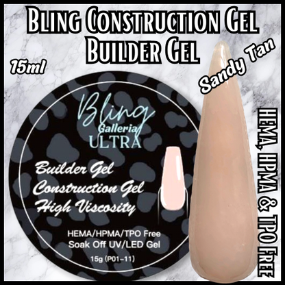 ULTRA Sandy Tan Construction Builder Gel - 15 ml Jar - HEMA, HPMA, TPO Free