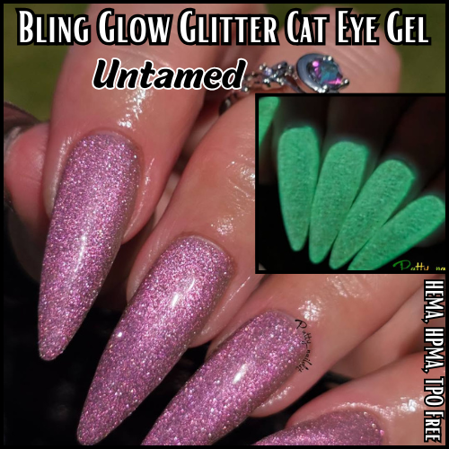 ULTRA Untamed Pink Glitter Glow Cat Eye Gel Mani  - HEMA, HPMA, TPO Free