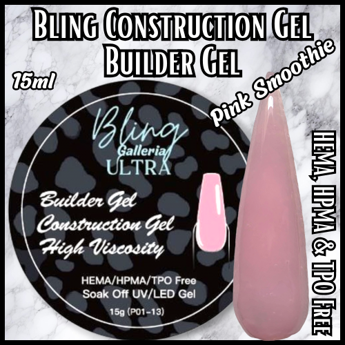 ULTRA Pink Smoothie Construction Builder Gel - 15 ml Jar - HEMA, HPMA, TPO Free