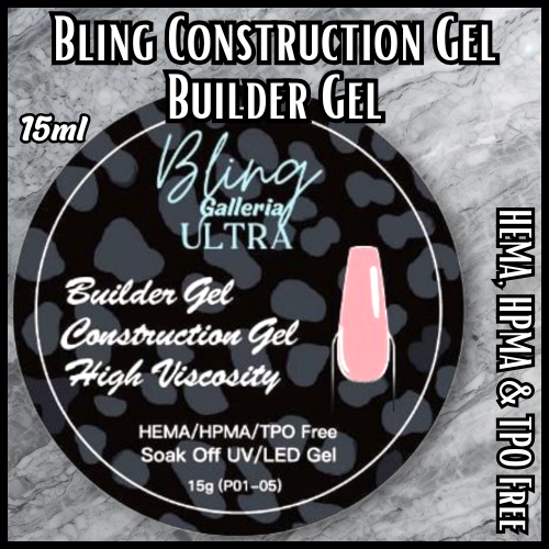 ULTRA Construction Builder Gel, Pink 2, 15 ml Jars - HEMA, HPMA, TPO Free