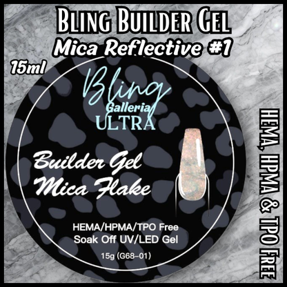 ULTRA Builder Gel Mica #1, Iridescent Flakes, 15 ml Jars - HEMA, HPMA, TPO Free