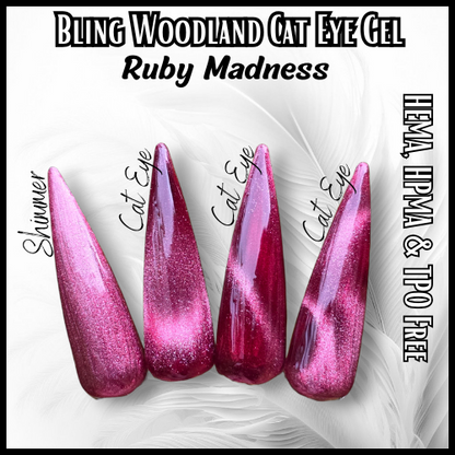 Woodland Shimmer Cat Eye Gel Mani - Toffee Tech, Ruby Madness, Purple Flirt, Blue Moon, Jade Dream - HEMA, HPMA, TPO Free