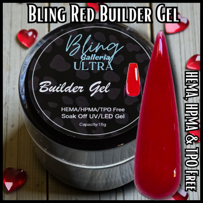 ULTRA Red Builder Gel, 15 ml Jar- HEMA, HPMA, TPO Free