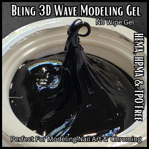 3D Wave Top Coat Gel - Black - No Wipe - 15 ml Jar - HEMA, HPMA, TPO Free
