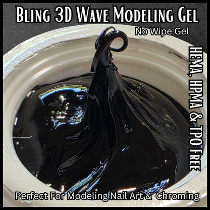 3D Wave Top Coat Gel - Black - No Wipe - 15 ml Jar - HEMA, HPMA, TPO Free