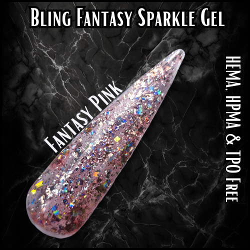 Fantasy Pink  holographic Glitter Gel - HEMA, HPMA, TPO Free