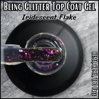 Iridescent Flake Top Coat - Glitter Gel - HEMA, HPMA, TPO Free