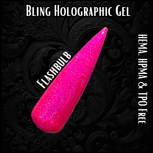 Flashbulb Holographic Hot Pink Gel - HEMA, HPMA, TPO Free