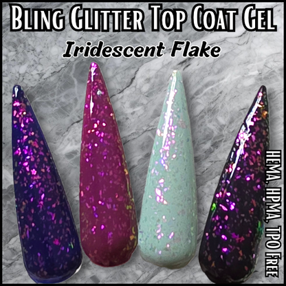 Iridescent Flake Top Coat - Glitter Gel - HEMA, HPMA, TPO Free
