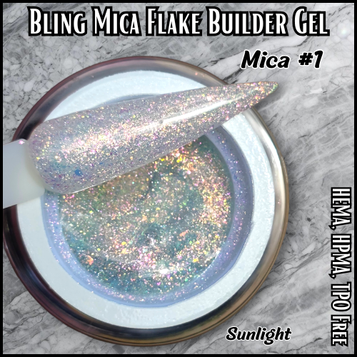ULTRA Builder Gel Mica #1, Iridescent Flakes, 15 ml Jars - HEMA, HPMA, TPO Free