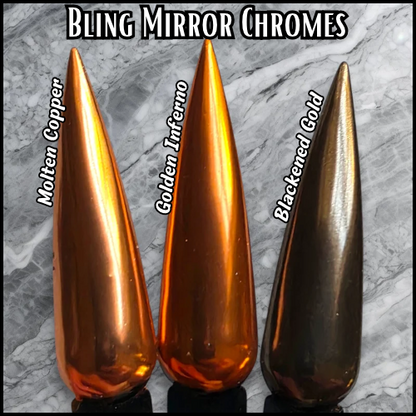 Molten Copper, Golden Inferno, Blackened Gold Copper Brown Mirror CHROME Powder