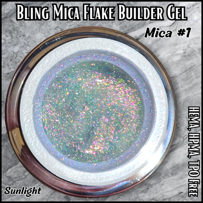 ULTRA Builder Gel Mica #1, Iridescent Flakes, 15 ml Jars - HEMA, HPMA, TPO Free
