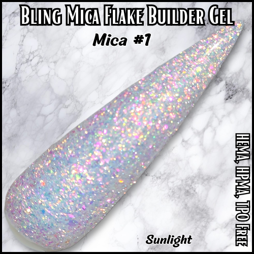 ULTRA Builder Gel Mica #1, Iridescent Flakes, 15 ml Jars - HEMA, HPMA, TPO Free