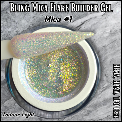 ULTRA Builder Gel Mica #1, Iridescent Flakes, 15 ml Jars - HEMA, HPMA, TPO Free
