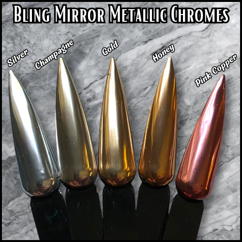 Silver, Champagne Gold, Gold, Honey Gold, Pink Copper Mirror CHROME Powder