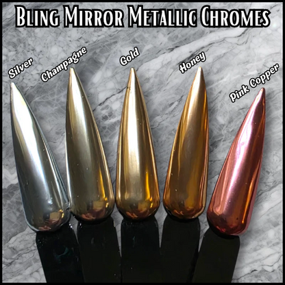 Silver, Champagne Gold, Gold, Honey Gold, Pink Copper Mirror CHROME Powder