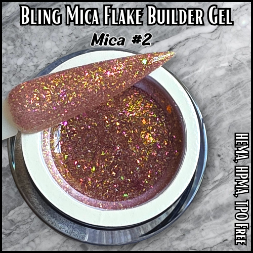 ULTRA Builder Gel Mica #2, Iridescent Flakes, 15 ml Jars - HEMA, HPMA, TPO Free