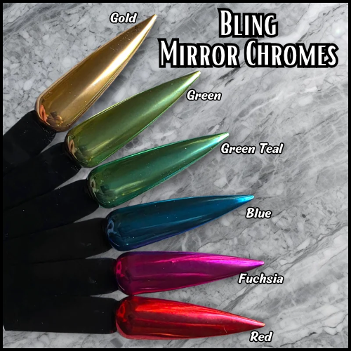 Gold, Green, Teal, Blue, Red, Fuchsia Mirror CHROME Powder