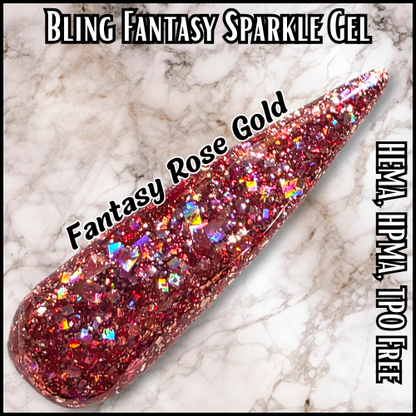 Fantasy Rose Gold Holographic Glitter Gel & ULTRA Frosty Petal Solid Color Gel Mani - HEMA HPMA TPO Free
