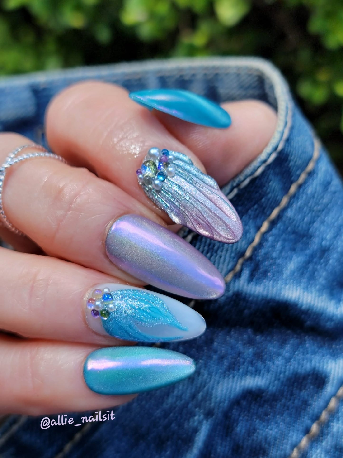 ULTRA Mermaid Magic, ULTRA Mermaid Dreams, ULTRA Blue Lagoon, ULTRA Cold Fusion, ULTRA In The Clouds Gels & Aurora Mermaid #1 Chrome Mani - HEMA, HPMA, TPO Free