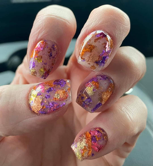 Meet Me At Sunset - Sunset, Purple, Pink Metallic Foils Dip / Acrylic Power Dip
