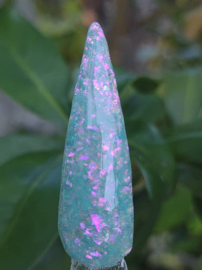 Frozen Blue shards and flakes with Pink Flares / Acrylic Nail Dip Powder