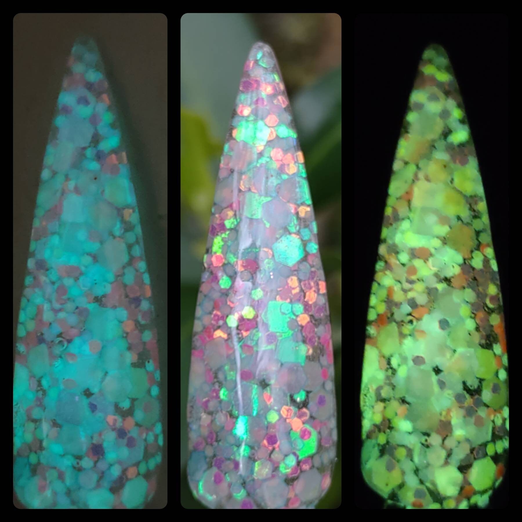 Electric Slide Dip / Iridescent Holographic Glow Chunky Glitter / Acrylic Nail Dip Powder