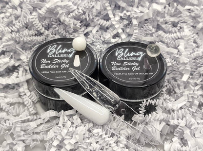 Non-Sticky Builder Gel | HEMA Free UV/LED | 15ml | Soak Off | Clear & Milky White | Gel Nails