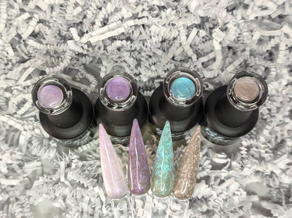 Aurora Gel in Bottle | HEMA Free UV/LED | 15ml | Soak Off | Lavender, Purple, Blue, Taupe | Olinda, Jewele, Trixy, Tybella | Gel Nails