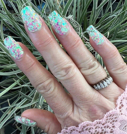 Electric Slide Dip / Iridescent Holographic Glow Chunky Glitter / Acrylic Nail Dip Powder