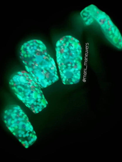 Electric Slide Dip / Iridescent Holographic Glow Chunky Glitter / Acrylic Nail Dip Powder