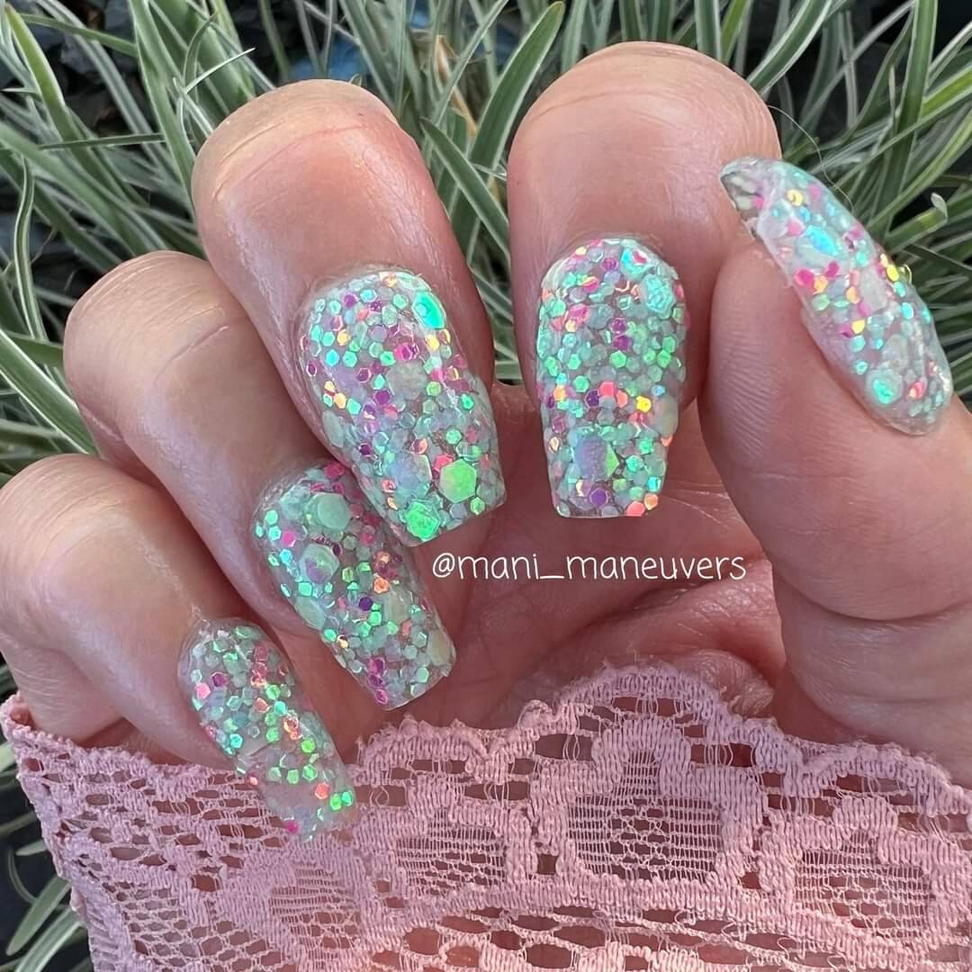 Electric Slide Dip / Iridescent Holographic Glow Chunky Glitter / Acrylic Nail Dip Powder