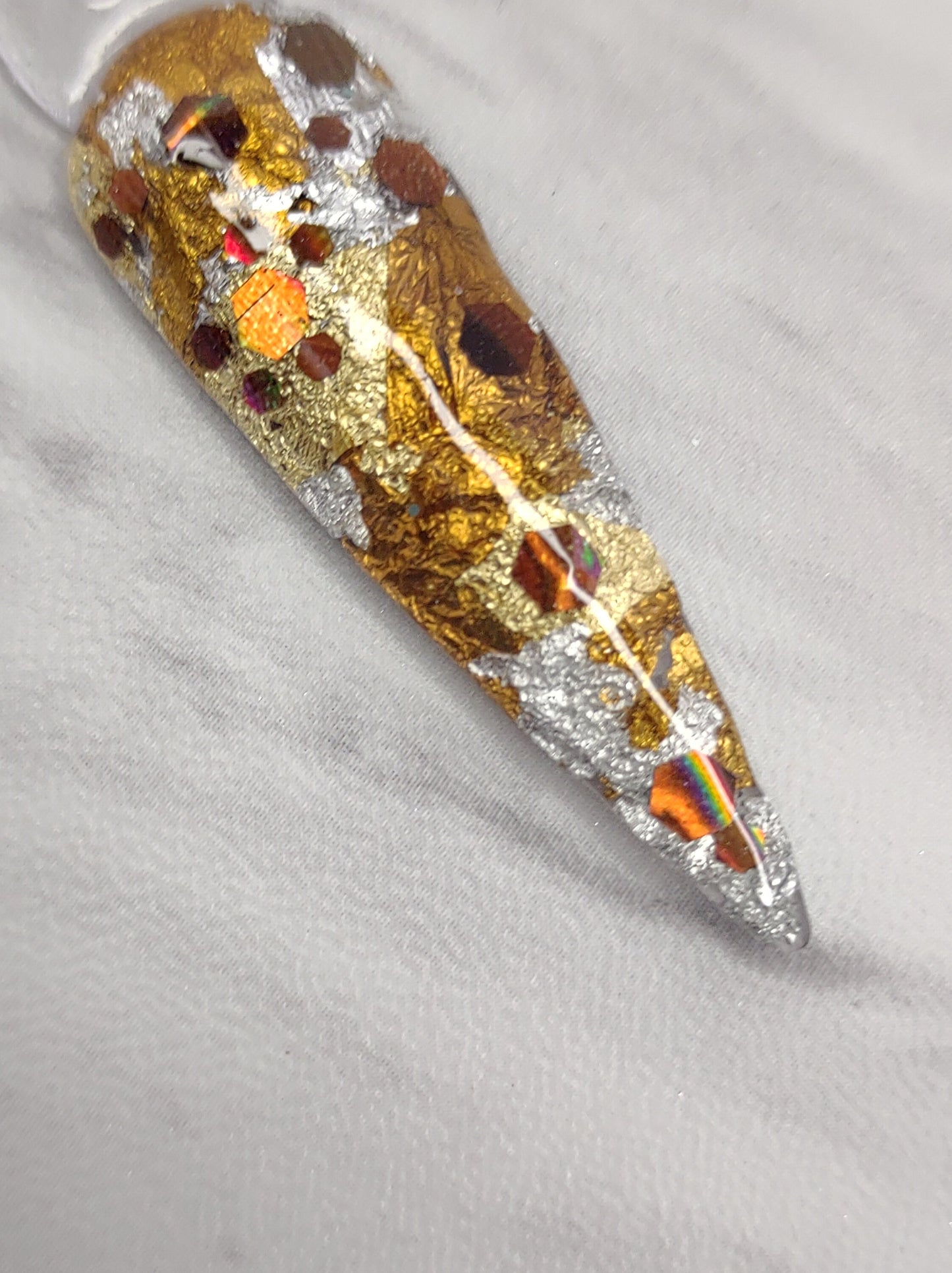 Hot Toddy / Coppery Bronze, Amber, Gold, Silver Metallic-Look Foil Dip / Copper Bronze Holographic Glitters / Acrylic Nail Dip Powder