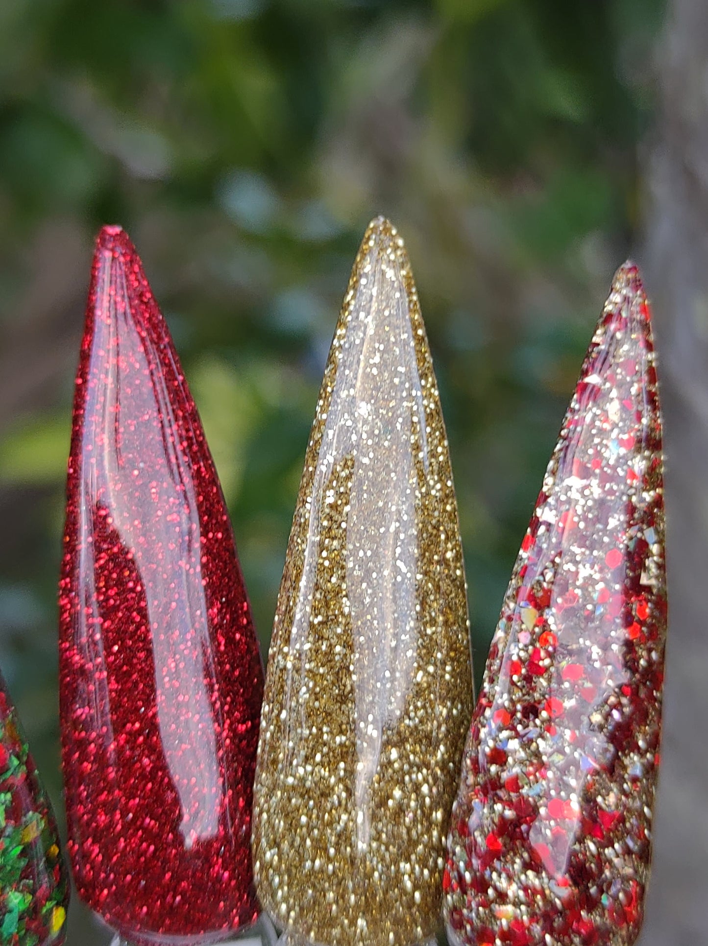 Home for the Holidays Collection / Majestic fir, Ho Ho Ho, Mistletoe, Candy Apple, Good as Gold, Golden Rubies / Acrylic Nail Dip Powder