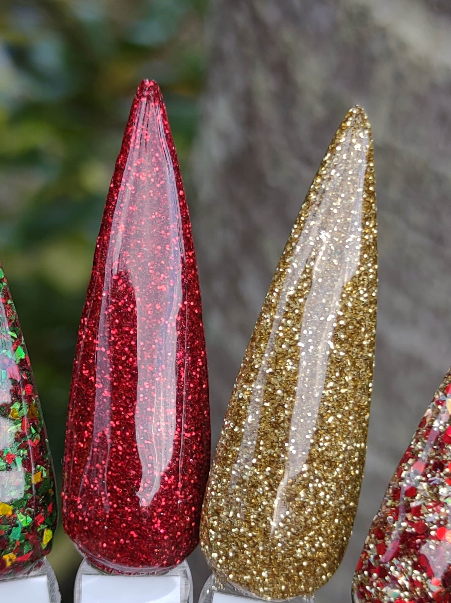 Home for the Holidays Collection / Majestic fir, Ho Ho Ho, Mistletoe, Candy Apple, Good as Gold, Golden Rubies / Acrylic Nail Dip Powder