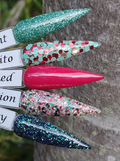 Mojito Berry Collection / Mojito Berry, Wintermint, Celebration, Emerald Envy Glitters / Ruby Red Solid / Acrylic Nail Dip Powder