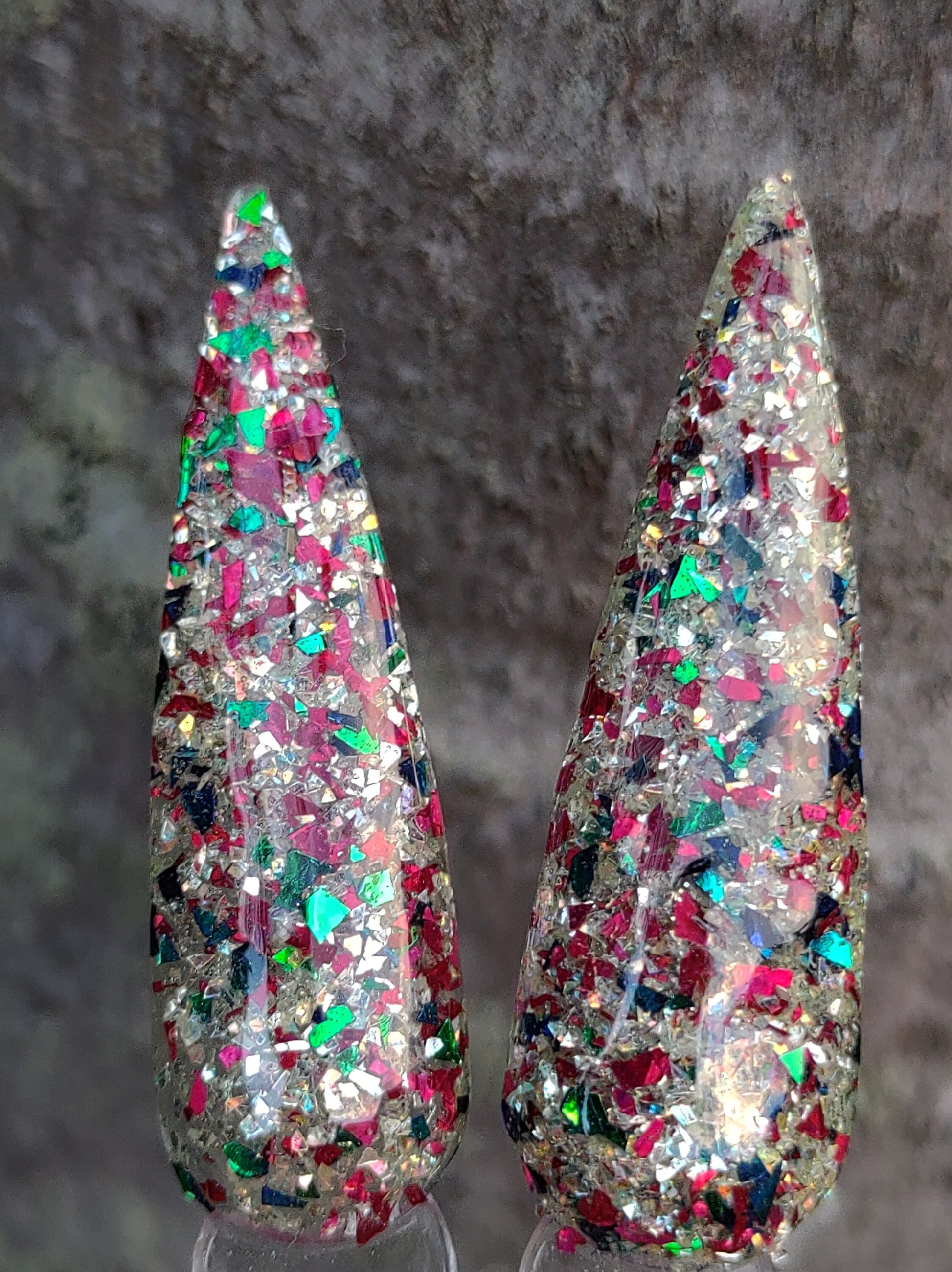 Celebration Envy Mani / Celebration, Emerald Envy Glitters / Ruby Red Solid / Acrylic Nail Dip Powder