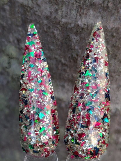Celebration Envy Mani / Celebration, Emerald Envy Glitters / Ruby Red Solid / Acrylic Nail Dip Powder