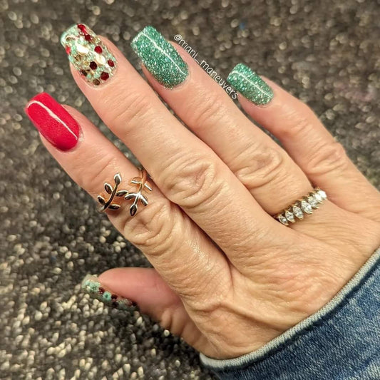 Berry Mojito Trio Mani with Ruby Red and WinterMint / Acrylic Nail Dip Powder