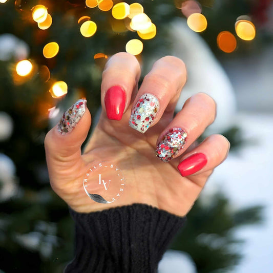 Peppermint Kisses Red Ruby White Pearl Glow Mani Trio