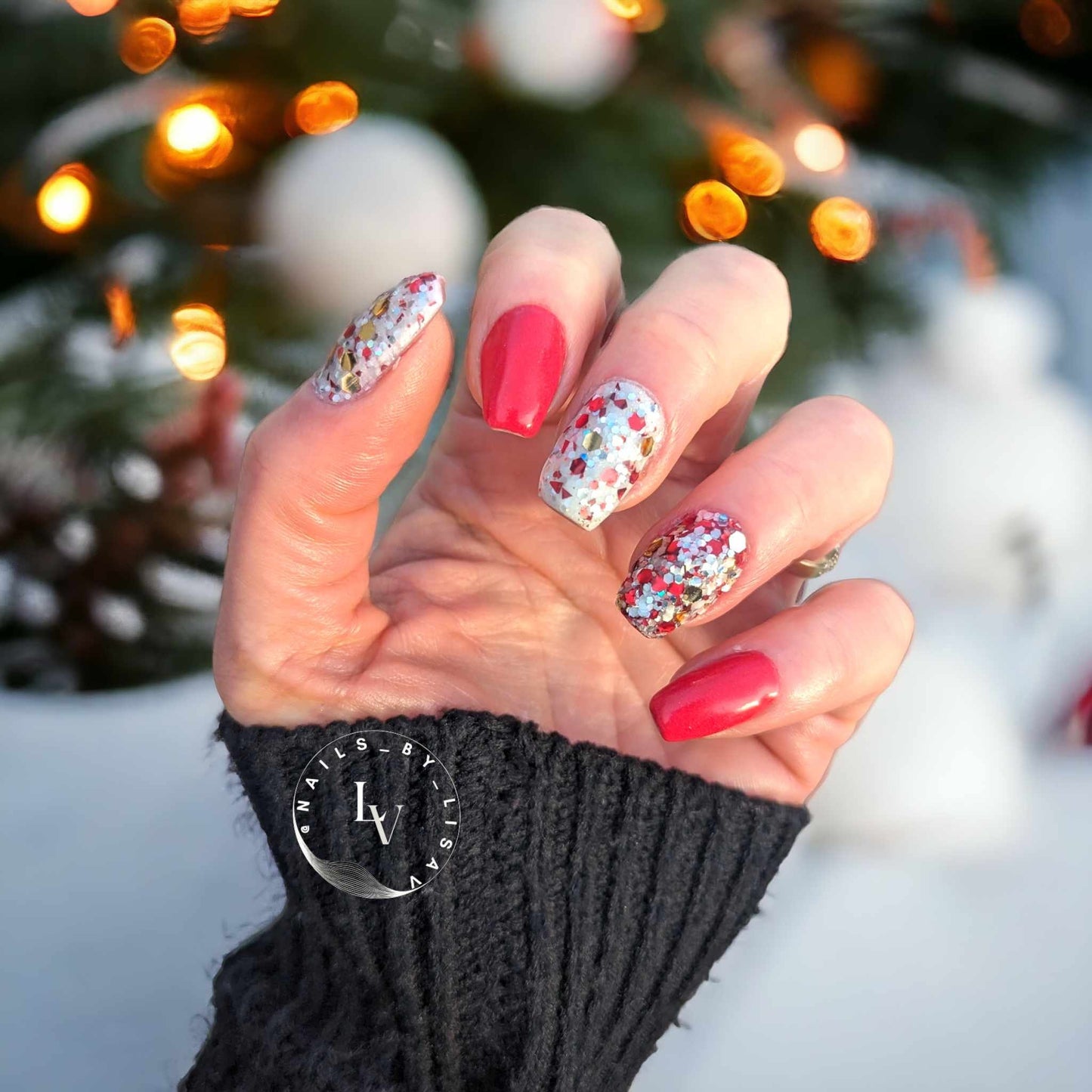Peppermint Kisses Red Ruby White Pearl Glow Mani Trio