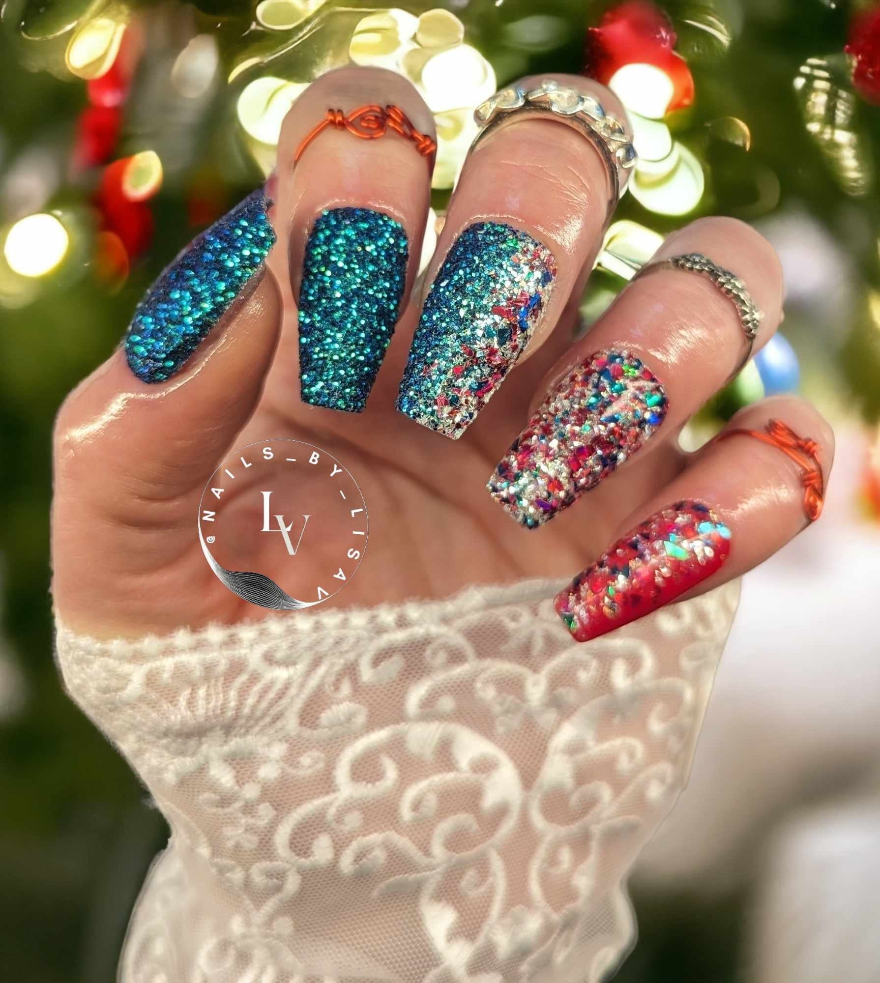 Mojito Berry Collection / Mojito Berry, Wintermint, Celebration, Emerald Envy Glitters / Ruby Red Solid / Acrylic Nail Dip Powder
