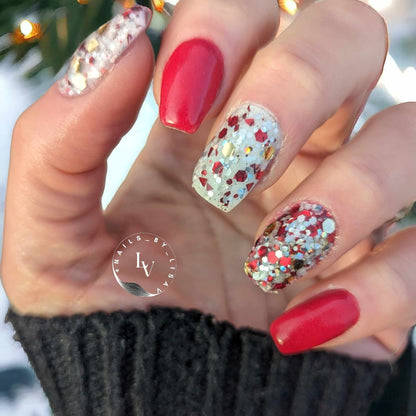Peppermint Kisses Red Ruby White Pearl Glow Mani Trio