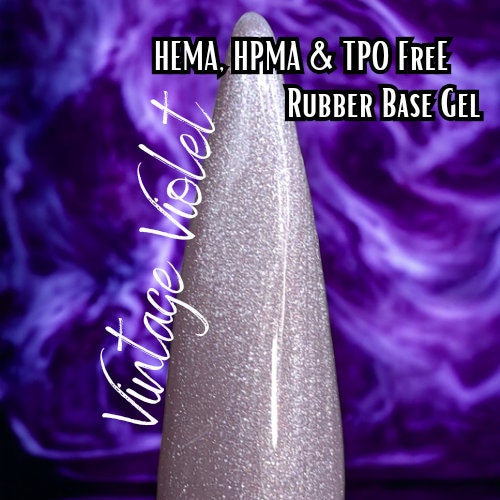 Vintage Violet Rubber Base Gel | Shimmer Pearl Aurora| HEMA, HPMA, TPO Free uv/led | 15ml | Soak Off | Non-Yellowing | Gel Nail