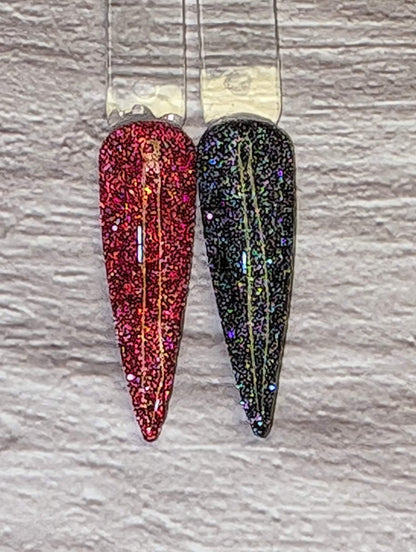 Reflective Black & Red Gels | Midnight Mirage, Retro Radiance | HEMA, HPMA, TPO Free uv/led | 15ml | Soak Off |
